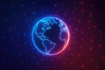 Obraz premium Global network connection earth futuristic technology data cyberspace earth internet