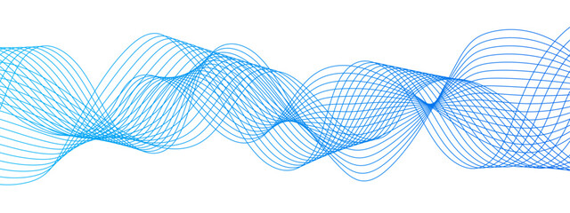 Abstract clean, minimalistic smooth flowing blue wave lines. Sense of motion, rhythm, and digital flow. Modernity, clarity, and fluid dynamics, technology, sound waves, and futuristic data visualizati