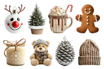 Naklejka premium PNG winter Christmas vibes design element set, transparent background