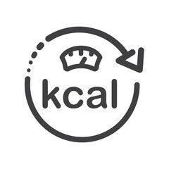 Kcal symbol, logo for fat burning design, food product. Symbol with measuring, icon