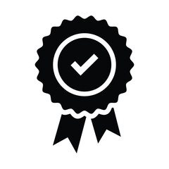 Quality Approved Badge Icon, Certified Approval Seal Vector Icon, Quality Assurance Badge with Check Mark