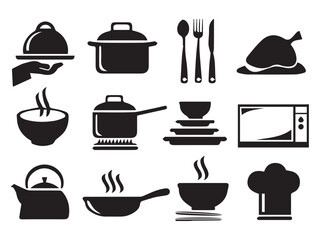 Black and White Kitchen Icons