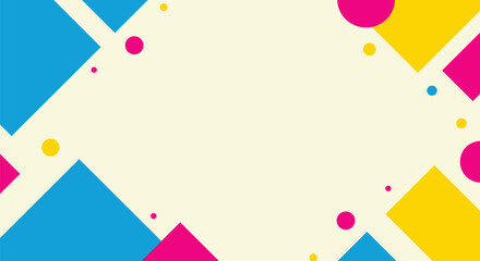 Geometric CMYK background template with bright colorful shapes, abstract vector design frame for copy space.