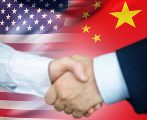 International business agreement symbolizes cooperation between USA and China, highlighting trade...