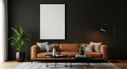 Contemporary Interior Design with Cognac Leather Sofa and Modern Decor