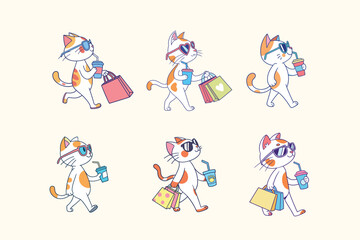A stylish cat out for a shopping day &mdash; full of charm, fun, and fashionable vibes!
