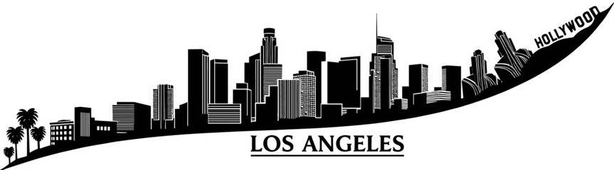 Fototapeta premium Los Angeles skyline silhouette on white background