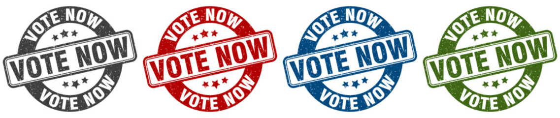 vote now stamp. vote now round stamp set isolated on white background