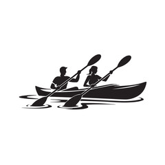 Man and Woman in Kayak Outdoor Activity Symbol
