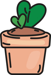 Love plant growing in pot cute valentine doodle icon