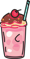 Valentine milkshake with heart and straw in pink theme