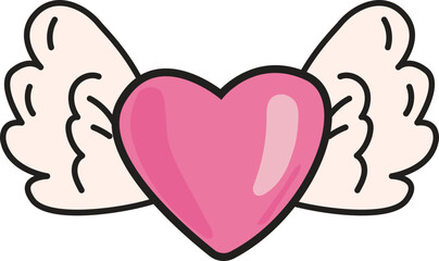 Winged heart symbol for valentine and romance icon