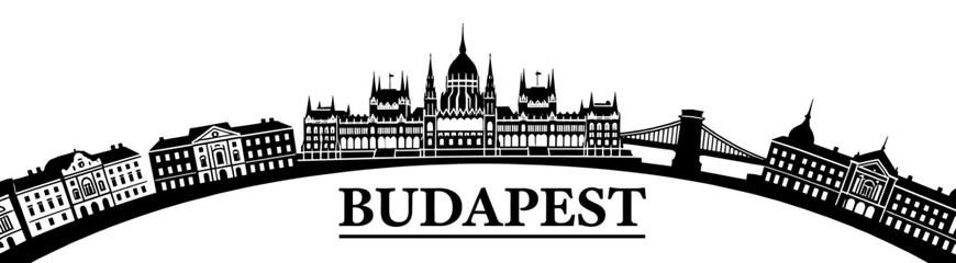 Fototapeta premium Budapest skyline silhouette on white background