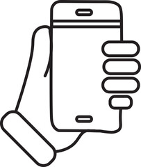Hand Holding Smartphone Outline UI Icon Modern Technologies Communication Device Gadget Touchscreen Wireless Connection Linear Mobile Design