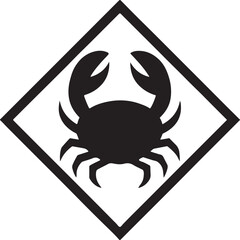 Crab emblem silhouette inside diamond frame, symbol of luxury seafood and elegance.