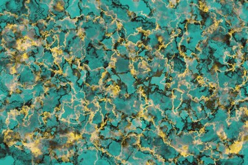 Turquoise abstract marbled pattern with black veins and vibrant contrasts, great for luxurious interior designs.