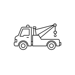 Naklejka premium Simple line art tow truck icon for roadside assistance and recovery services design