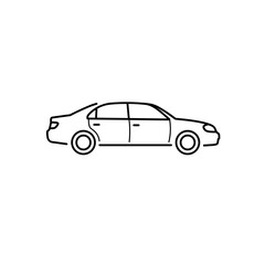 Fototapeta premium Minimalist linear car design with clean silhouette on white background
