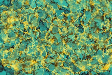 Bright green abstract pattern with golden spots and dynamic blending, evoking fresh foliage or gemstone effects