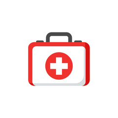 Fototapeta premium Minimalist healthcare kit with red cross design on white background