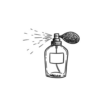 perfume bottle spraying black and white clip art preview