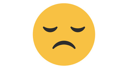 Fototapeta premium Sad face yellow emoji with downturned mouth and closed eyes