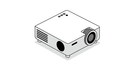 Minimalist isometric digital projector on white background for modern presentations