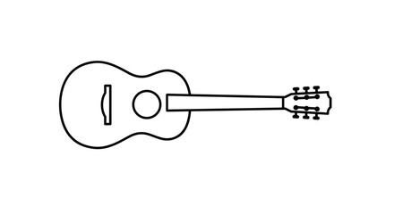 Minimalist outline of acoustic guitar in black and white on white background