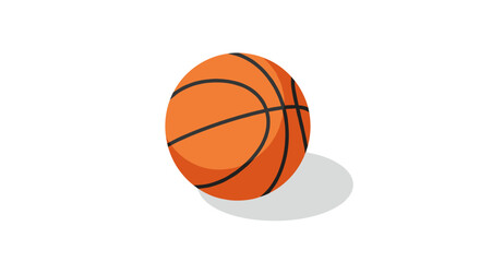 Realistic 3d basketball with shadow on white background