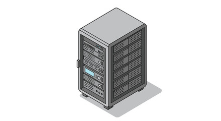 Fototapeta premium Isometric gray server rack for data center and cloud computing