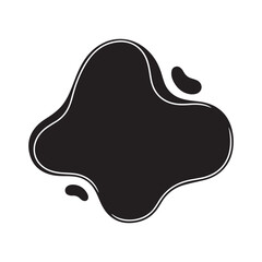 Abstract Black Fluid Shape with White Outline and Small Accents