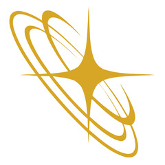 Golden starburst with orbiting rings