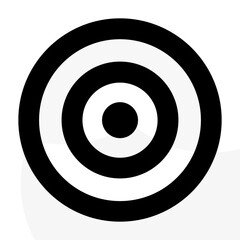 Black bullseye target icon in minimal style on a transparent background. Perfect for business goals, focus concepts, dart games, or branding visuals.