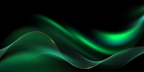 Soft green light background design with luxury gold effect elements.dark background