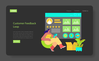 Customer Feedback Loop Vector Illustration with Engaged User