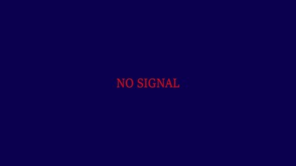 Red neon sign saying no signal glowing against a dark blue background