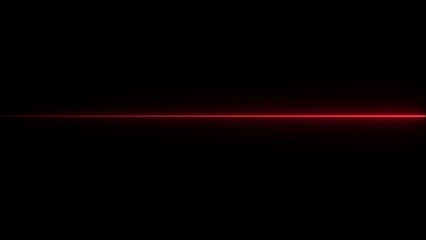 Abstract vibrant red light streak glowing horizontally across a deep black background with subtle digital glitch effect