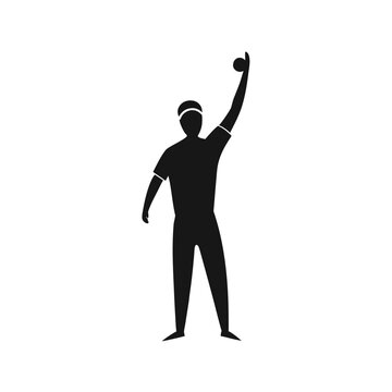 Minimal cricket captain raising hand silhouette vector clean design for success and match leadership illustration