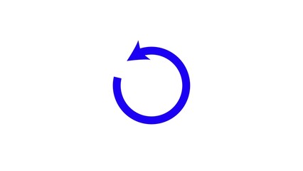 A single blue circular arrow icon representing refresh or reload isolated on a clean white background