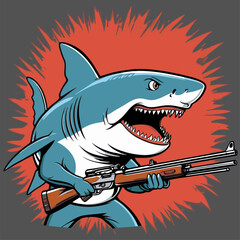 very cute shark cartoon vector