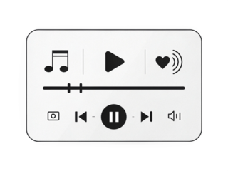 Music player interface control panel play pause skip track volume symbol