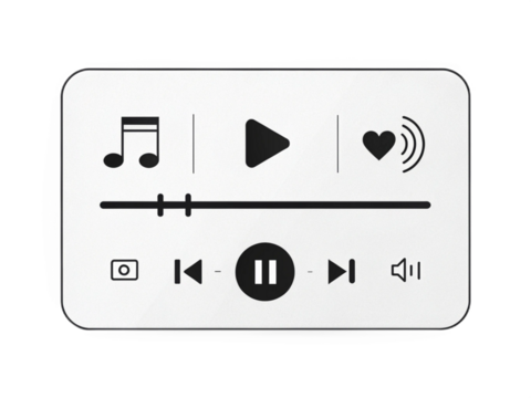 Music player interface control panel play pause skip track volume symbol