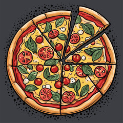 very delicious pizza food vector
