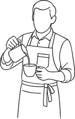 Barista Pouring Coffee Line Art