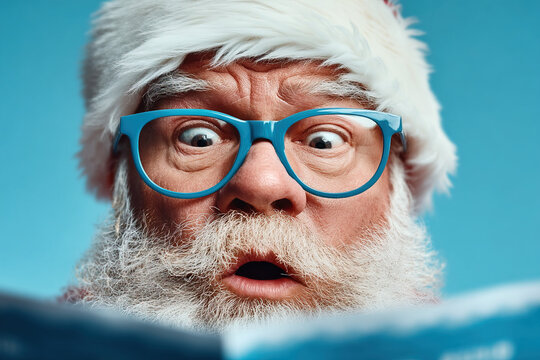 Santa seriously checking naughty and nice list