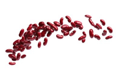 Falling red kidney beans on white background.png