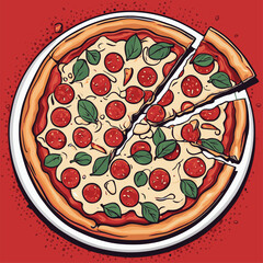 very delicious pizza food vector