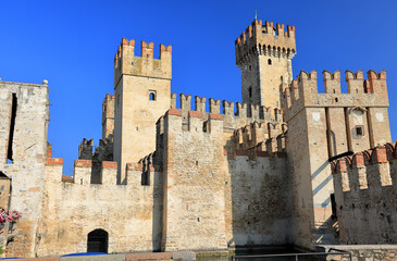 Sirmione Castle or Scaligero Castle on Lake Garda. Sirmione, Italy, Europe.