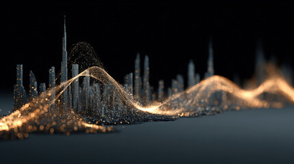 abstract sound wave transformation into glass wall