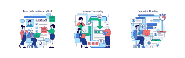 Team Collaboration and Customer Onboarding Vector Set